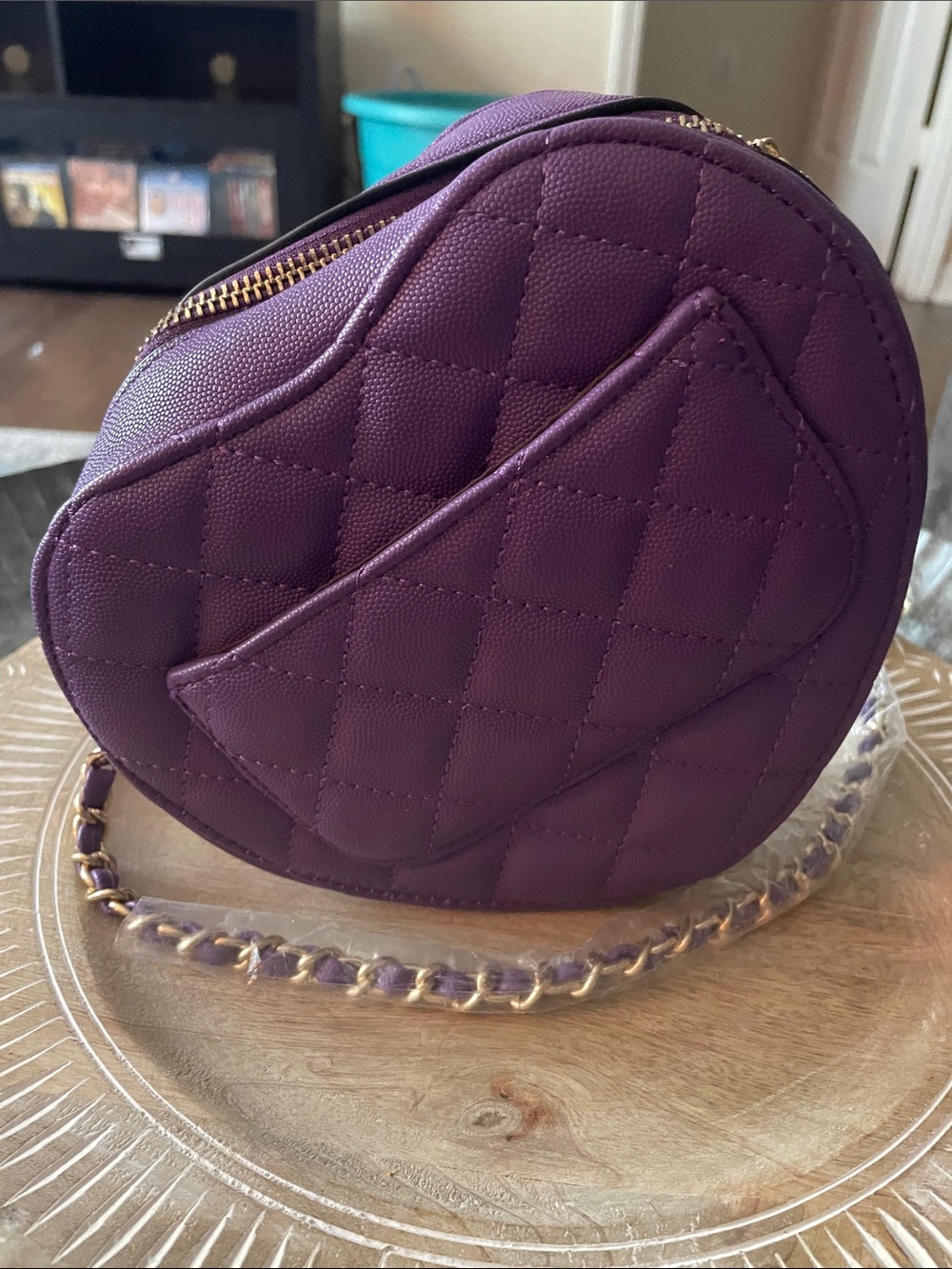 Purple Quilted Heart Crossbody - Picture 3 of 7